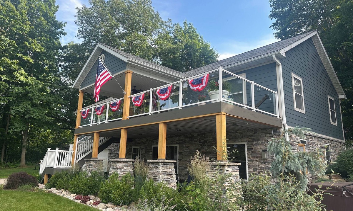 Boyne City House | Steps from Lake Charlevoix with great views. Beach access & small fee for pool