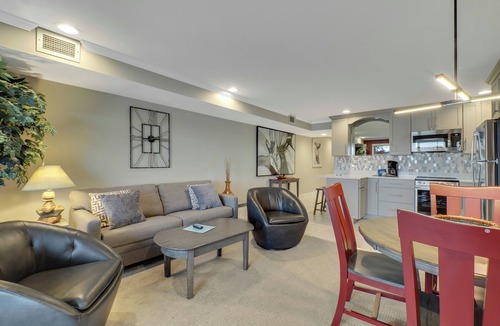 Charlevoix Condo | 102-Edgewater Inn | Cozy Lakefront Inn | Pool, Hot Tub, Sauna | Full Kitchen