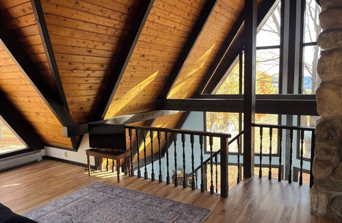 East Jordan House | Cute Aframe on 5 private acres with hot tub, views and family-friendly