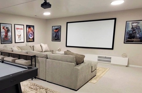 Fridley House | Modern Luxury Home Theater & Pool Table