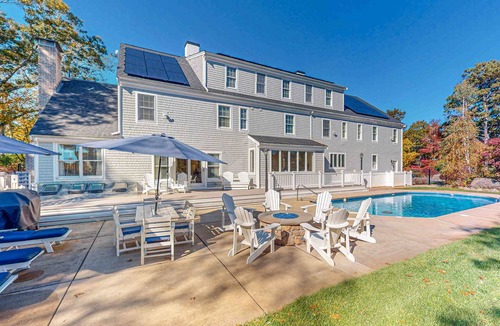 West Barnstable House | Sprawling dog-friendly lake estate with pool, patio, fire pit, games, & views