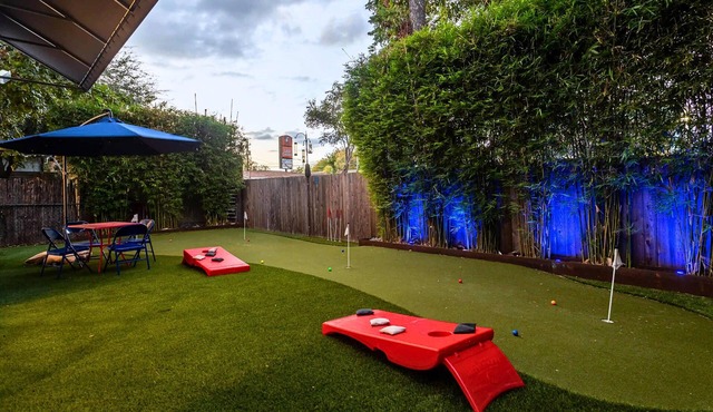 Private Mini Golf and Covered Fireplace Lounge