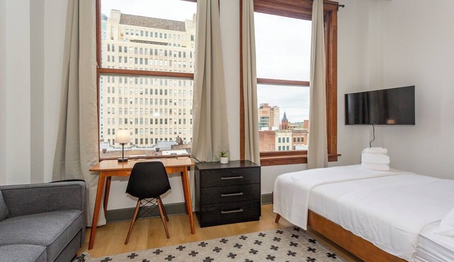 Studio at the Frank in the heart of Downtown.