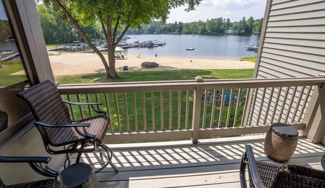 Winnipesaukee lakefront townhome getaway with private beach, 3BRs, peaceful